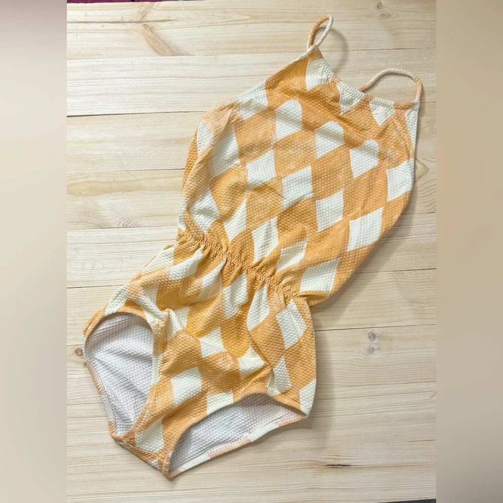 Bobo Choses Yellow and White Geometric Kids One-Piece Swim